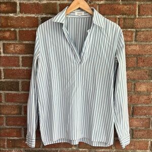 Barneys New York Blue and White Striped Shirt